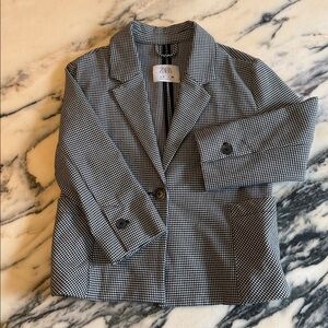 Zara Black and White Checkered Kids Blazer